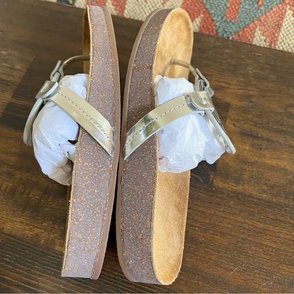 Tory Burch Miller Cloud Metallic Silver Cork Sole Sandals US7 - Picture 12 of 14